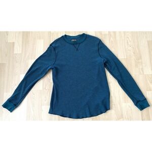 Helix Men's Thermal Henley Size 2XL Teal Green Waffle Knit Pullover Crewneck Top